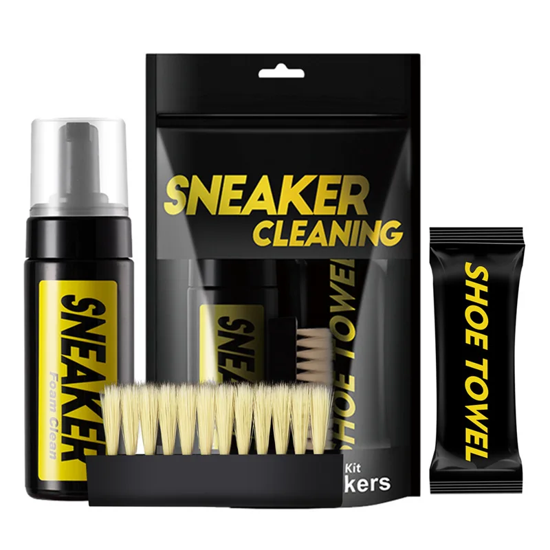Sneaker Care White - 150ml ホワイトスエードブーツドライクリーニングキット 水を使わないフォームスニーカークリーナー ブラシとクロス付き 靴のお手入れ用